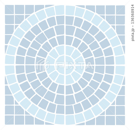 Stone rosette pattern. Promenade walkway decorative element 136368914