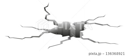 Terrain fracture effect. White surface with realistic cracks 136368921