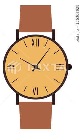 Round hand clock. Classic wristwatch color icon Round hand clock. Classic wristwatch color icon 136368929