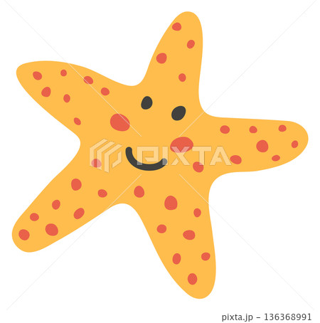 Starfish color icon. Happy sea fauna symbol 136368991