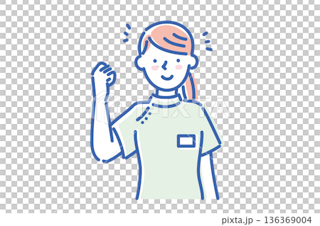 Illustration of a young nurse woman wearing a white coat and smiling 136369004