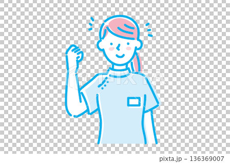 一位身穿白大褂、微笑的年輕女護士的插圖 一位身穿白大褂、微笑的年輕女護士的插圖 136369007