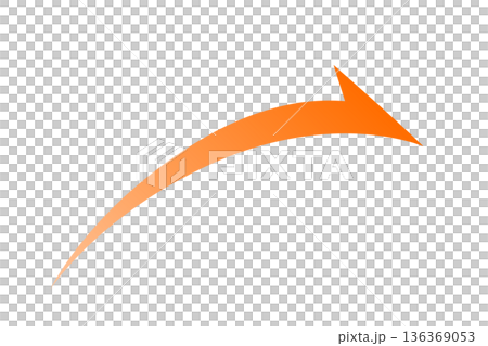 橙色彎曲箭頭向上指向，象徵成長和進步。簡潔的方向性圖標，適用於商業和發展。 136369053