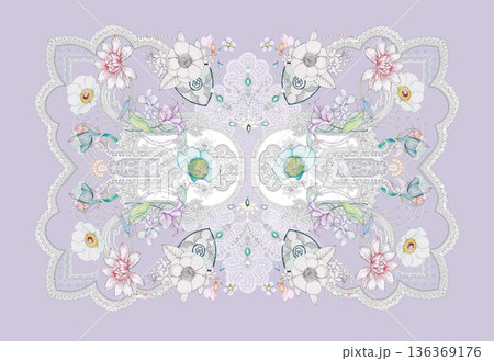 Elegant Floral Paisley Damask Geometric Stripe Ornate Pastel Wallpaper Patterns 136369176