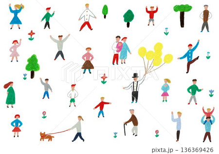 手描きイラスト 集まる人々 手描きイラスト 集まる人々 136369426