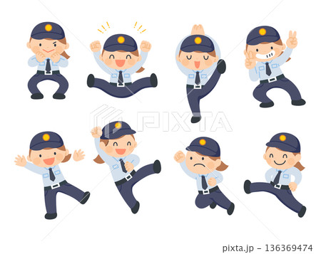 女性警備員のイラストセット 136369474