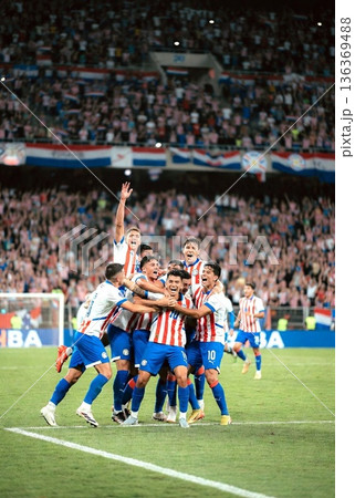 ゴールを喜ぶ選手 136369488