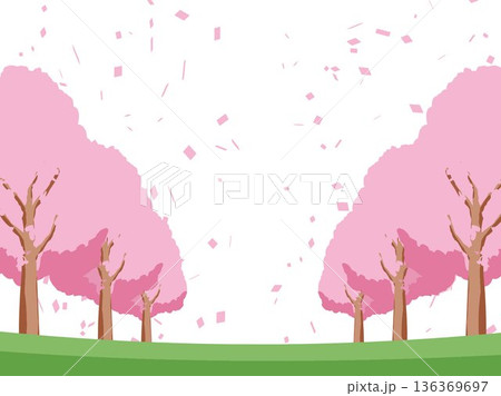 桜の春の背景イラスト 136369697