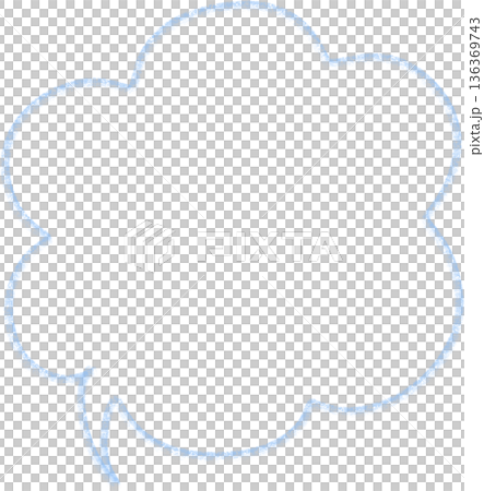水色の雲のような吹き出しアイコン 細ラインタイプ 水色の雲のような吹き出しアイコン 細ラインタイプ 136369743