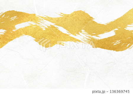 金色の毛筆アートのある和風背景 136369745