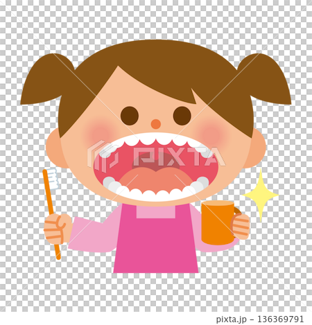 A child with beautiful teeth who is good at brushing his teeth 136369791