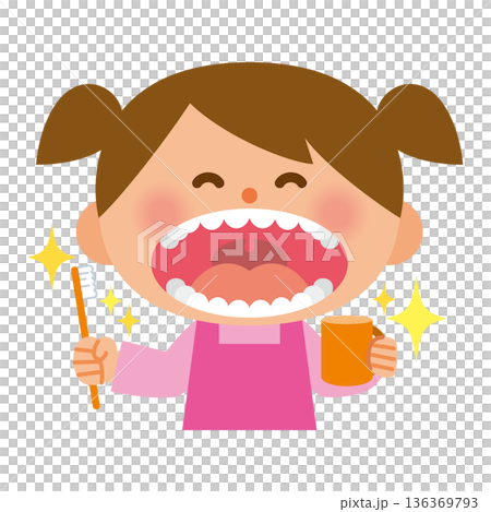 歯磨き上手なきれいな歯の子供 136369793