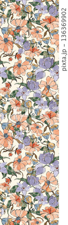 Elegant Floral Paisley Damask Geometric Stripe Ornate Pastel Wallpaper Patterns 136369902