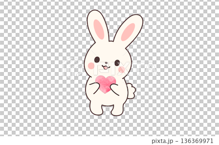 A simple rabbit holding a heart 136369971