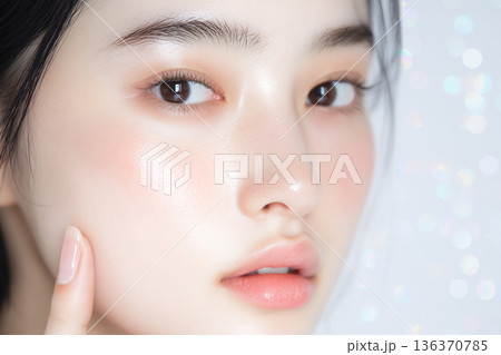 透明感のある肌をした女性のクローズアップポートレート 透明感のある肌をした女性のクローズアップポートレート 136370785