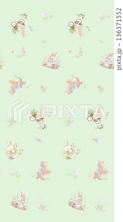 Delicate Pastel Floral Bear Bunny Panda Fruit Bird Kawaii Phone Wallpapers 136371552