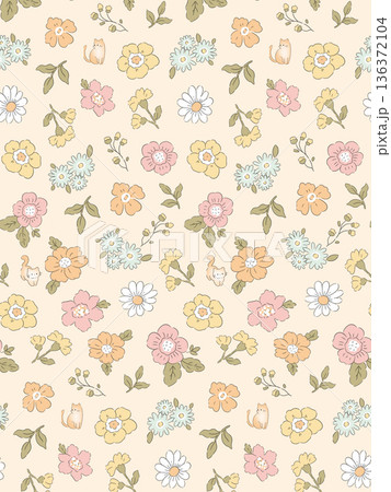Delicate Pastel Floral Bear Bunny Panda Fruit Bird Kawaii Phone Wallpapers 136372104