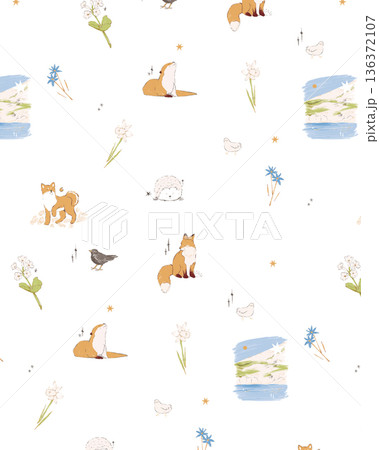 Delicate Pastel Floral Bear Bunny Panda Fruit Bird Kawaii Phone Wallpapers 136372107