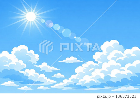 青空 雲 太陽 光 ベクター 青空 雲 太陽 光 ベクター 136372323