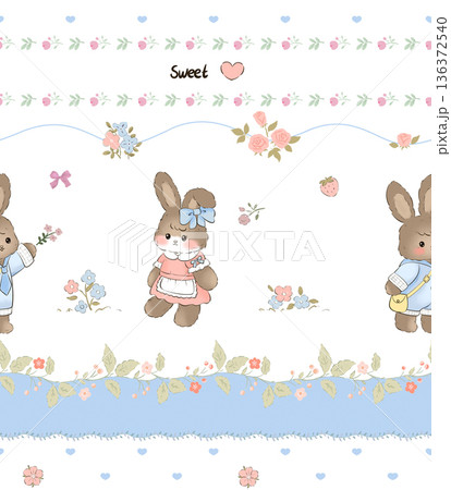 Delicate Pastel Floral Bear Bunny Panda Fruit Bird Kawaii Phone Wallpapers 136372540