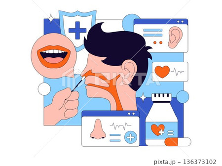Otorhinolaryngologist Vector Illustration in a Healthcare Environment Related to Medical Conditions of the Ear Nose and Throat on a Flat Background 136373102