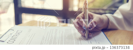 Banner Businesswoman hands note meeting document conference room. Woman Hands writing planning on notebook. Banner Female hand holding pen write on diary sketchbook. Business signing with copy space Banner Businesswoman hands note meeting document conference room. Woman Hands writing planning on notebook. Banner Female hand holding pen write on diary sketchbook. Business signing with copy space 136373138