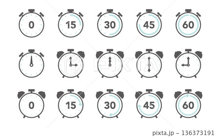 時計とタイマーのベクターイラストセット 136373191