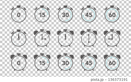 時計とタイマーのベクターイラストセット 136373191