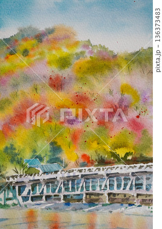 紅葉の嵐山 紅葉の嵐山 136373483