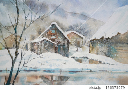 冬の白川郷 136373979