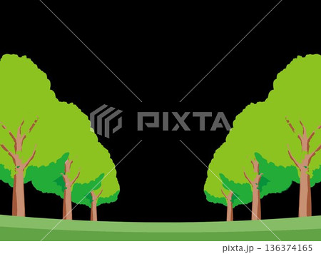 木、自然、秋、風景、背景、イラスト、樹木、植物、黄色、森、樹、ツリー、葉 136374165