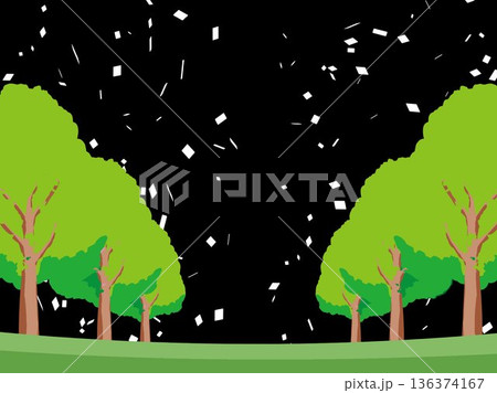 木、自然、秋、風景、背景、イラスト、樹木、植物、黄色、森、樹、ツリー、葉 136374167