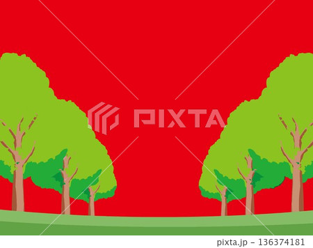 木、自然、秋、風景、背景、イラスト、樹木、植物、黄色、森、樹、ツリー、葉 136374181