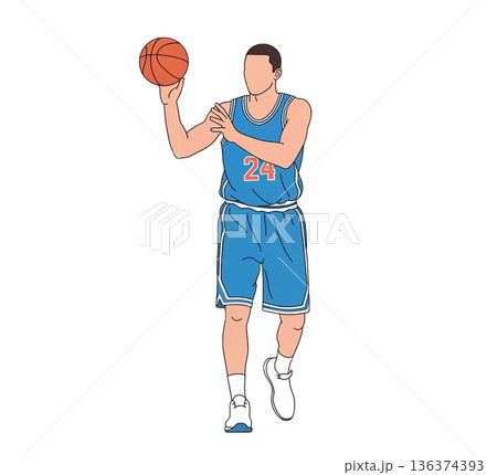 Dynamic Flat Vector Illustration of an Athletic Male Basketball Player Making a Swift Pass Dynamic Flat Vector Illustration of an Athletic Male Basketball Player Making a Swift Pass 136374393