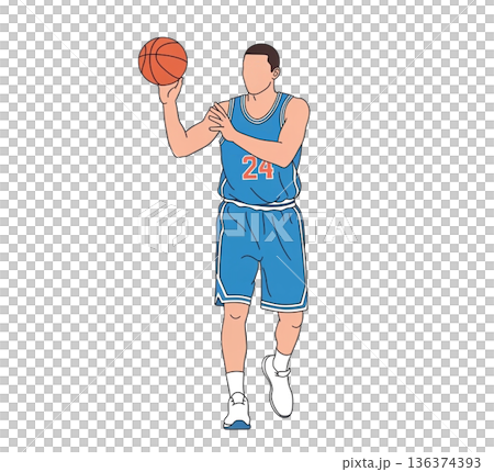 Dynamic Flat Vector Illustration of an Athletic Male Basketball Player Making a Swift Pass Dynamic Flat Vector Illustration of an Athletic Male Basketball Player Making a Swift Pass 136374393