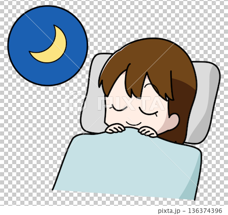 快適に眠る女子のイラスト 快適に眠る女子のイラスト 136374396