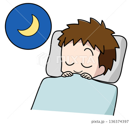 快適に眠る男の子のイラスト 136374397