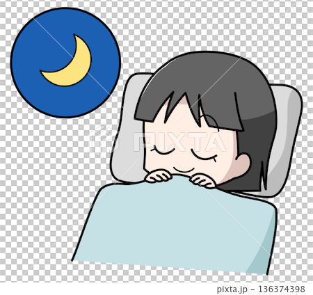一幅女孩舒適睡眠的插圖 136374398