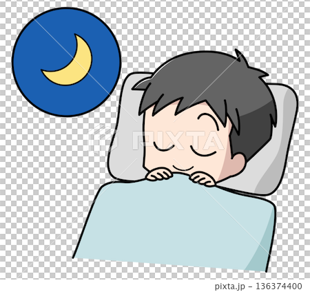 男孩舒適熟睡的插圖 136374400