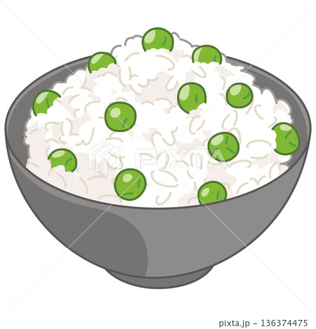 グリーンピースの炊き込みご飯のイラスト グリーンピースの炊き込みご飯のイラスト 136374475