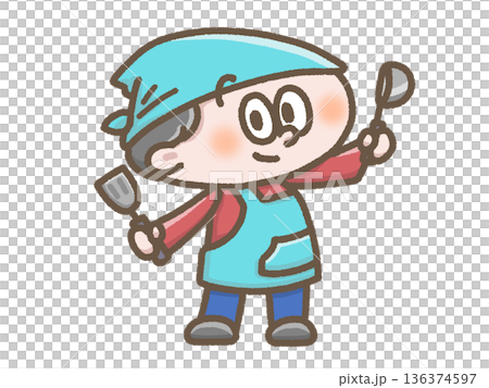 Illustration of a child cooking 136374597