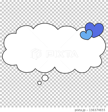 Handwritten downward-facing horizontal speech bubble (heart, blue) Handwritten downward-facing horizontal speech bubble (heart, blue) 136374655