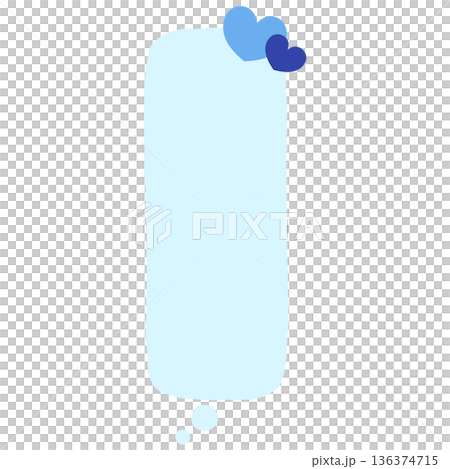 Handwritten downward-facing vertical rectangular speech bubble (heart, blue) Handwritten downward-facing vertical rectangular speech bubble (heart, blue) 136374715