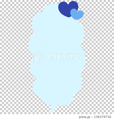 Handwritten downward vertical speech bubble (heart, blue) Handwritten downward vertical speech bubble (heart, blue) 136374716