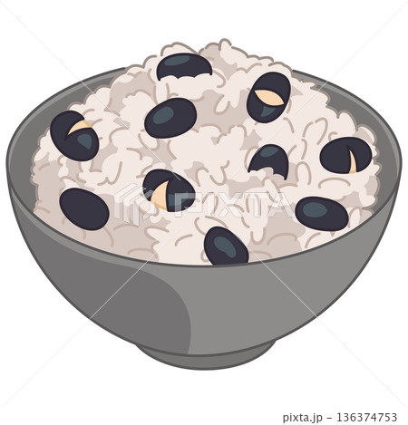 黒豆の炊き込みご飯のイラスト 136374753