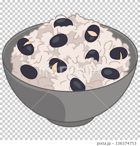 黒豆の炊き込みご飯のイラスト 136374753