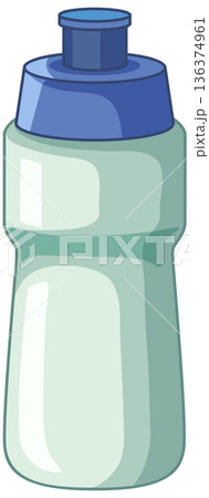 Reusable Plastic Sports Water Bottle with Blue Cap Vector Illustration 136374961