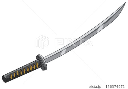 Traditional Japanese Katana Sword Vector Illustration on White Background Traditional Japanese Katana Sword Vector Illustration on White Background 136374971