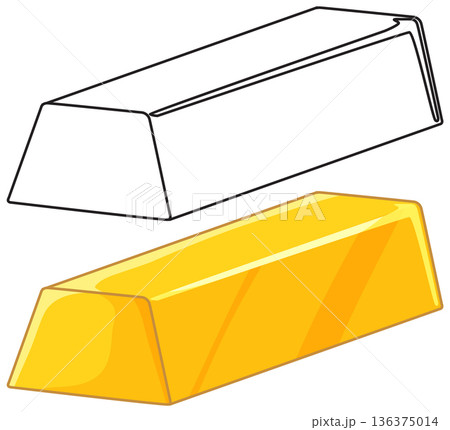 Gold Bar and Outline Illustration Isolated on White Background Gold Bar and Outline Illustration Isolated on White Background 136375014