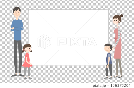 Family looking at the frame with a smile Family looking at the frame with a smile 136375204